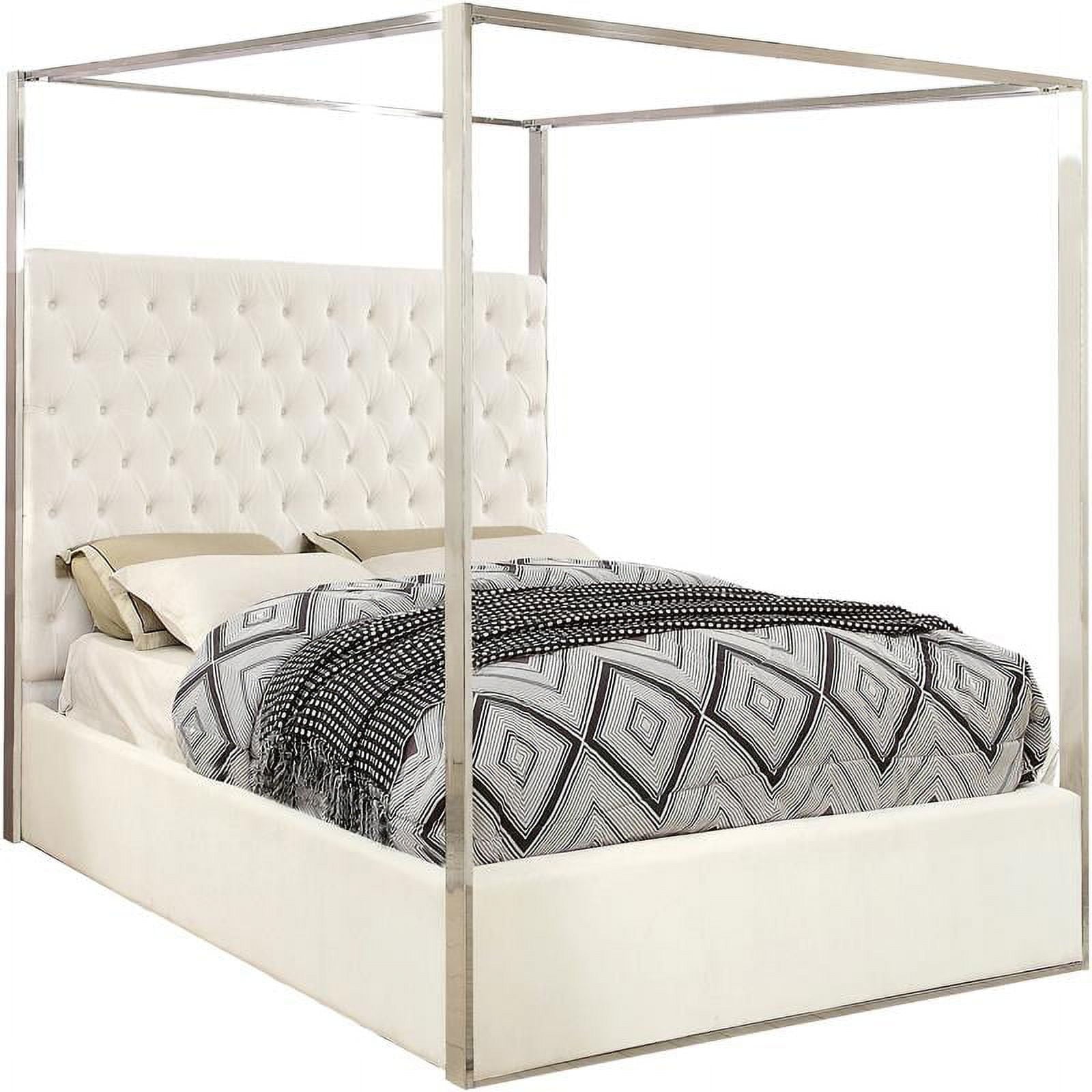 Porter White Velvet King Bed-Color:White Velvet,Style:Contemporary