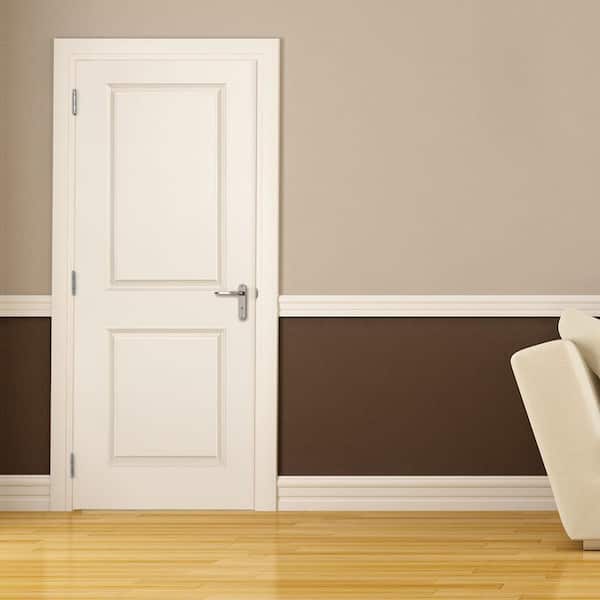30 in. x 80 in. 2 Panel Square Primed Right-Hand Hollow Core Composite Single Prehung Interior Door