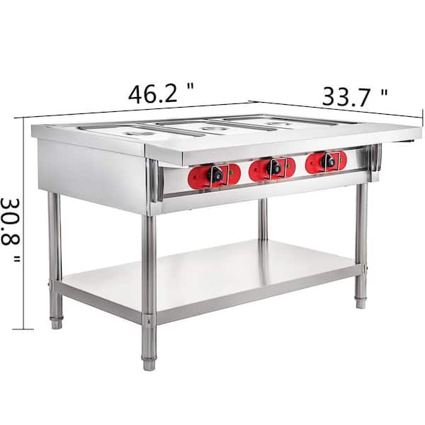 Commercial Electric Food Warmer 3-Pot Steam Table Food Warmer 1500 Watt Stainless Steel Steam Table for Restaurant