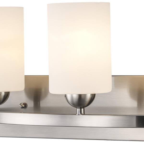 Moonlight 24-in. 3-Light Brushed Nickel Bathroom Vanity Light Fixture with Frosted Glass