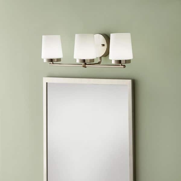 Jackson Park 22 in. 3-Light Brushed Nickel Integrated LED Bathroom Vanity Light Bar with Frosted Glass