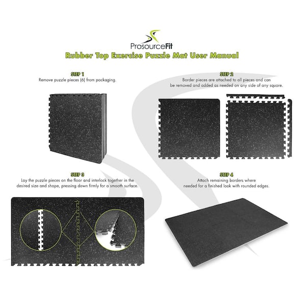 Rubber Top Thick Exercise Puzzle Mat Grey 24 in. x 24 in. x 0.75 in. EVA Foam Interlocking Tiles (12-Pack (48 sq. ft.)