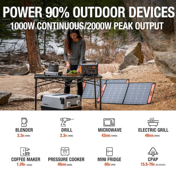 Solar Generator SG880 with 2 Solar Panels 100-Watt Push Button Start Portable Power Station for Outdoors and Emergency
