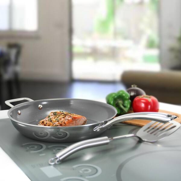 3.Clad Tri-Ply 11 in. Stainless Steel Ceramic Nonstick Frying Pan in Polished Stainless Steel