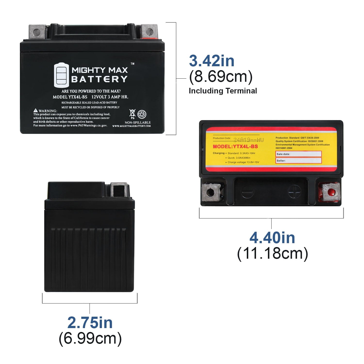 YTX4L-BS Replaces DRR All Models Motorcycle Battery