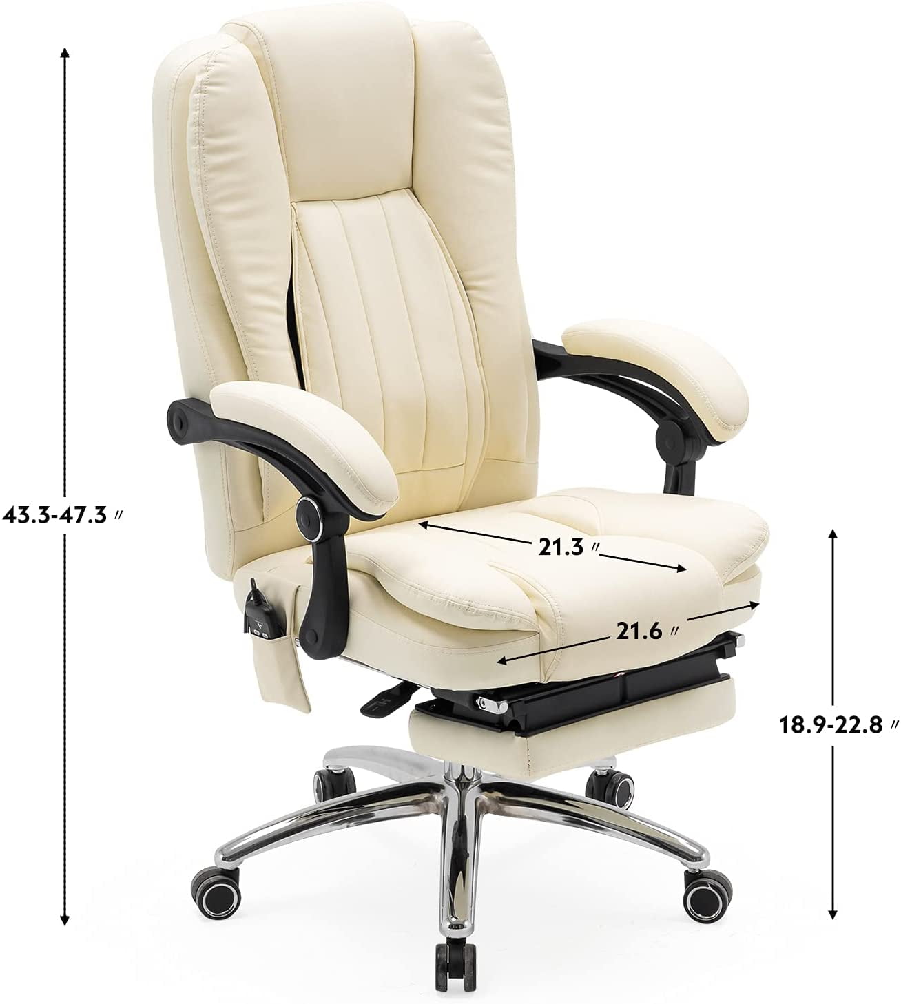 Hommow Massage Office Chair Ergonomic Computer Chair, High Back Executive 3D Chair,White