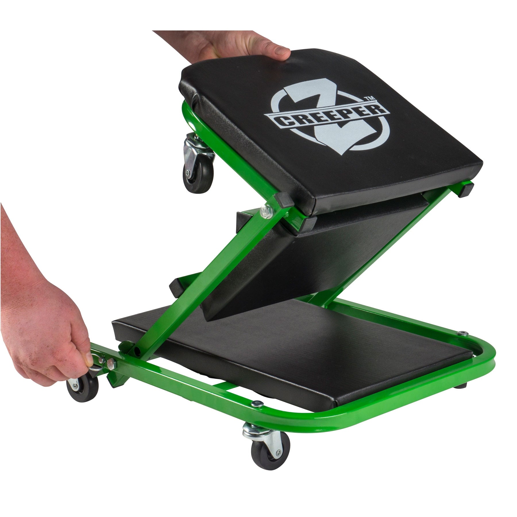 Pro-Lift Z 2-in-1 Creeper and Seat 36 inches with 6 Casters and 300 lbs Capacity - Black/Green