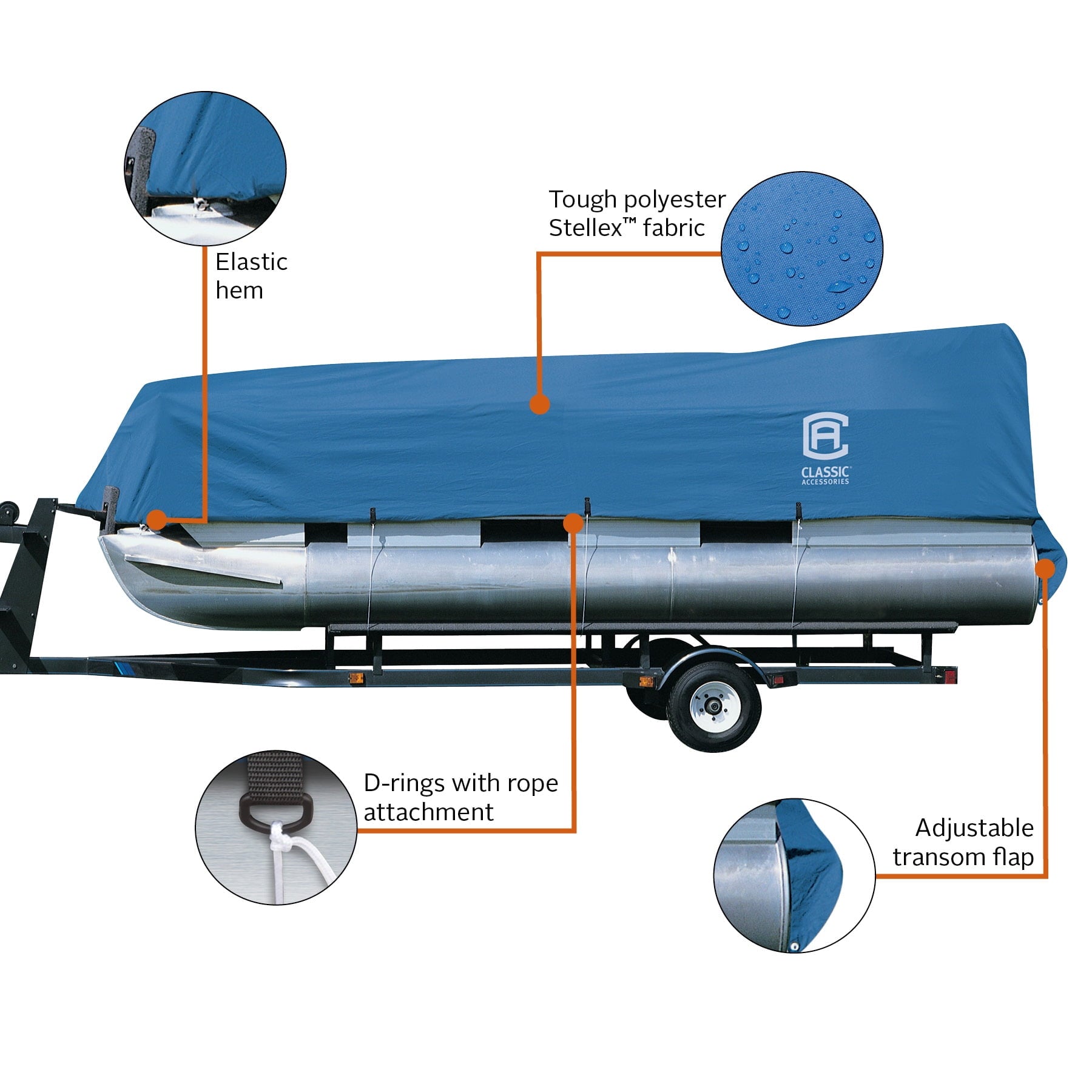 Classic Accessories Stellex™ Pontoon Boat Cover, Fits Pontoon Boats 17' - 20' L x 102