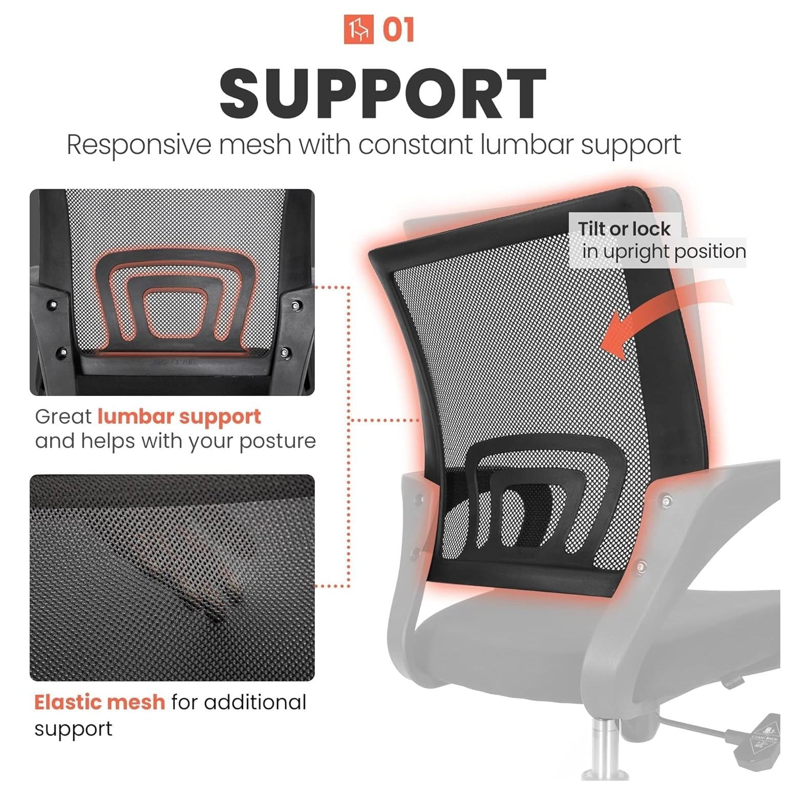 QUIRhait Office Computer Desk Chair Gaming-Ergonomic Back Cushion Lumbar Support with Wheels Comfortable Blue Mesh Racing Seat Adjustable Swivel Rolling Home Executive (Black)