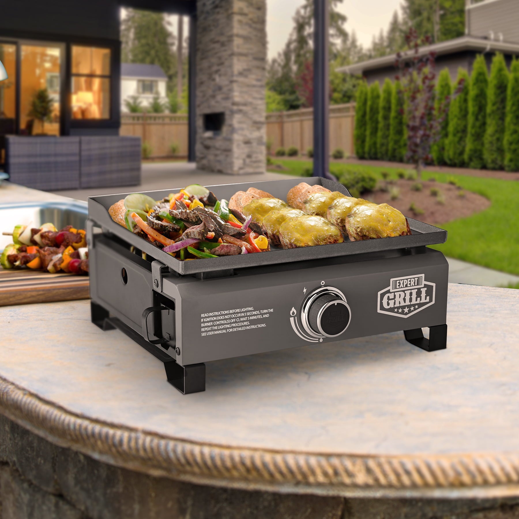 Grill 1-Burner Tabletop Propane Gas Griddle
