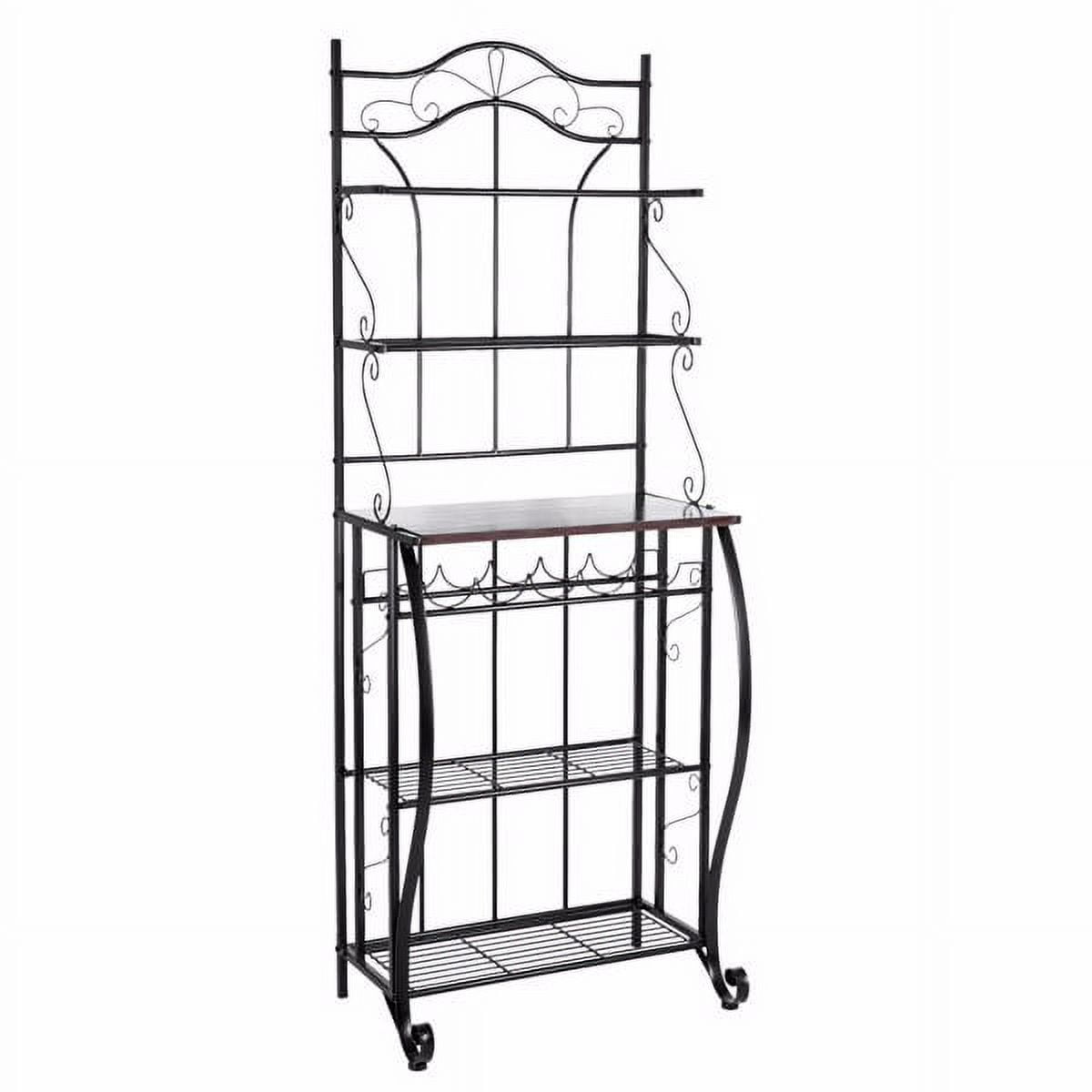 Kitchen Bakers Rack with Wine Storage, Microwave Stand with Storage Shelf, Kitchen Organizer Shelves for Spice, Bowls, Cups, Plates Organizer