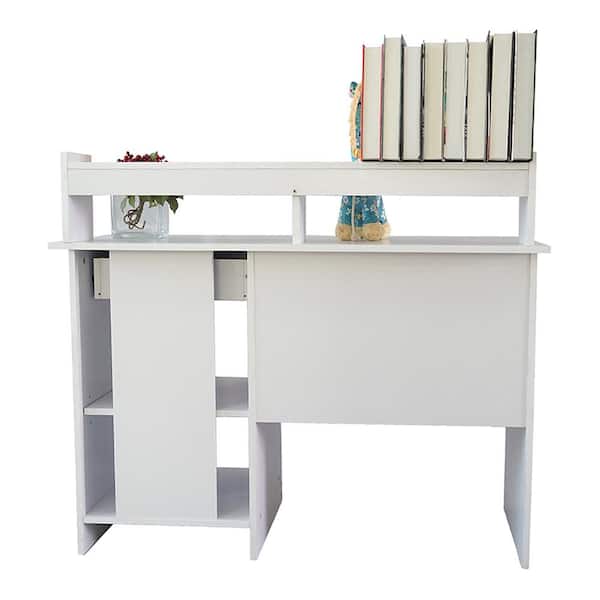 43.3 in. W Retangular White Wood Computer Desk with Drawer