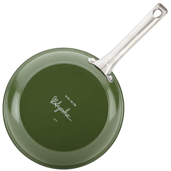 Ayesha Home Collection Porcelain Enamel Nonstick Cookware Set, 10-Piece, Basil Green