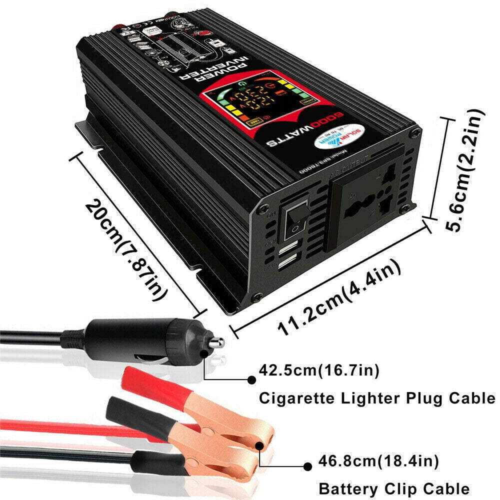 DFITO 6000W Power Inverters,6000W Car Power Inverter, 12v to 110v AC Converter with 1 AC Outlets 4.2A Dual USB Inverter and 1 Car Cigarette Lighter for Truck/RV Power Converter
