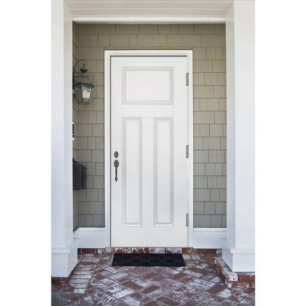 32 in. x 80 in. Element Series 3-Panel White Primed Steel Prehung Front Door with Left-Hand Outswing w/ 6-9/16 in. Frame