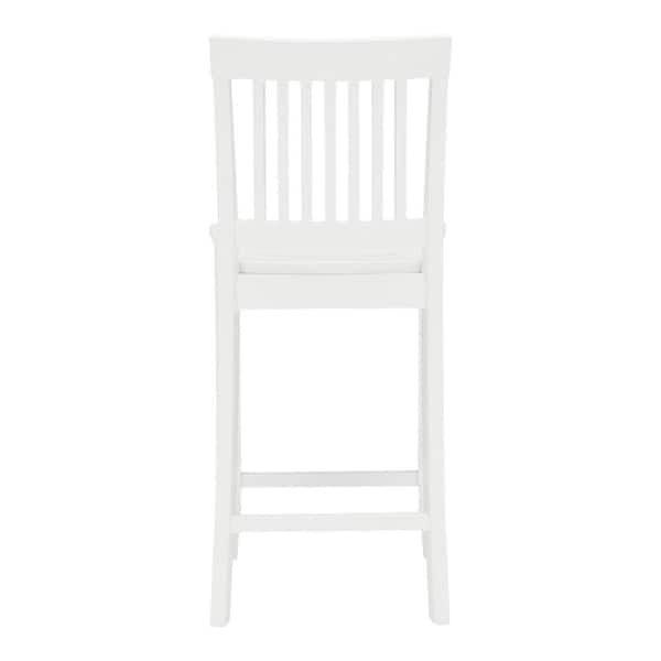 Scottsbury White Wood Counter Stool with Slat Back (1 piece) (39 in. H x 19 in. W)