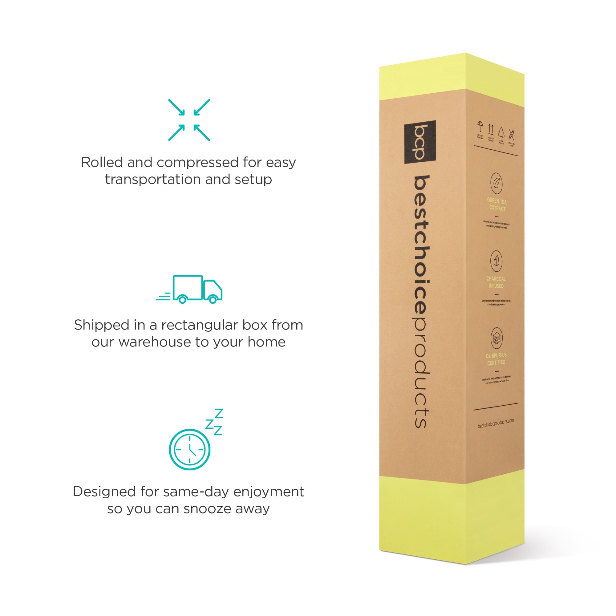 Choice Products 12in Queen Size 2-Layer Medium-Firm Bamboo Charcoal Gel & Green Tea Infused Memory Foam Mattress