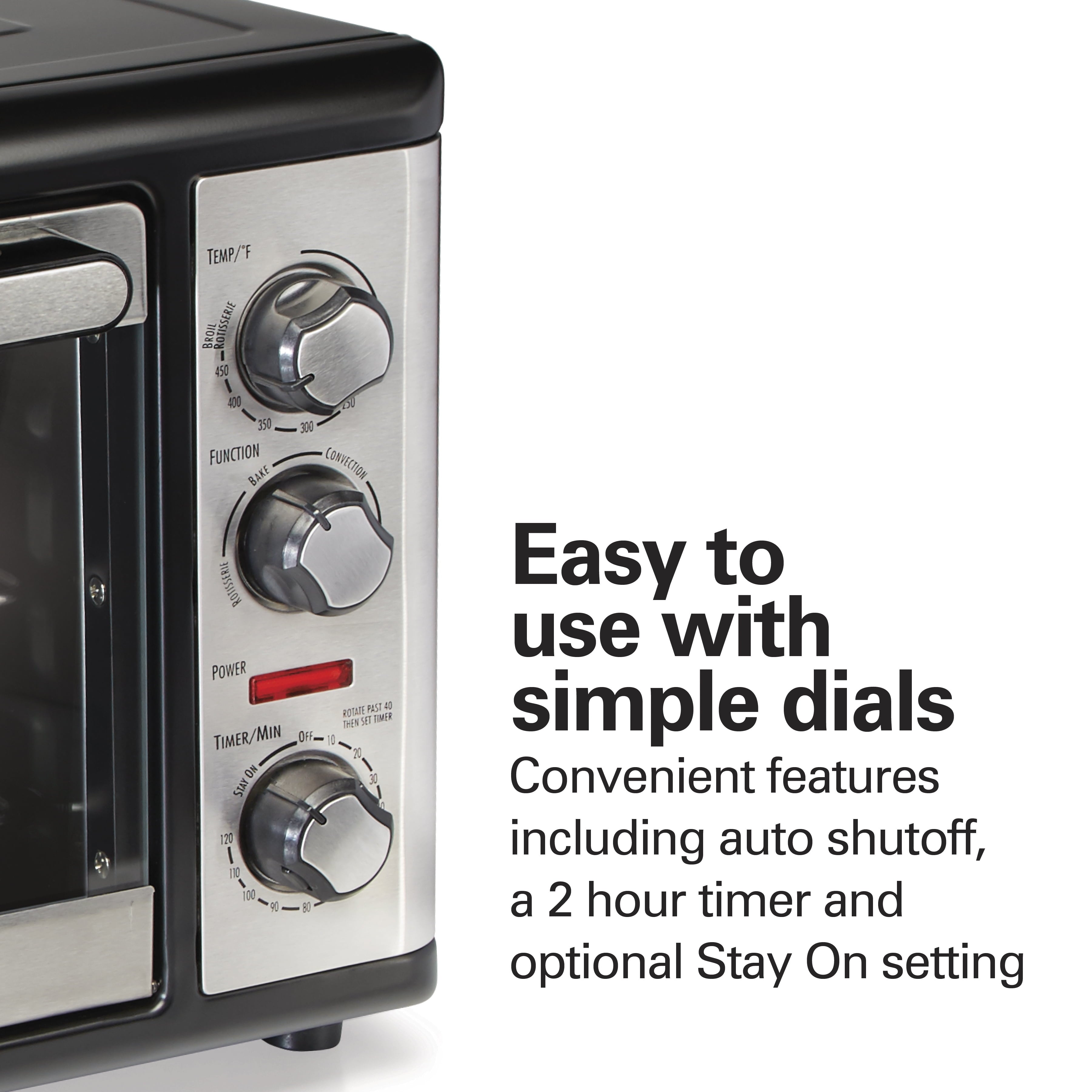 Hamilton Beach Countertop Oven with Convection and Rotisserie, Baking, Broil, Extra Large Capacity, Stainless Steel, 31108