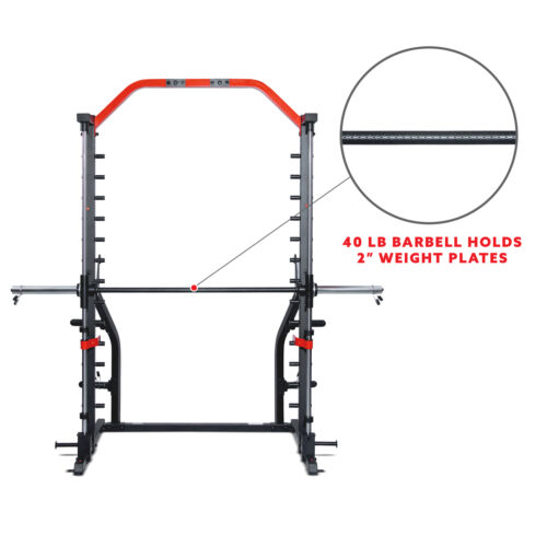 Sunny Health Fitness Premium Squat Smith Power Rack Pull Up Bar Machine XF920021