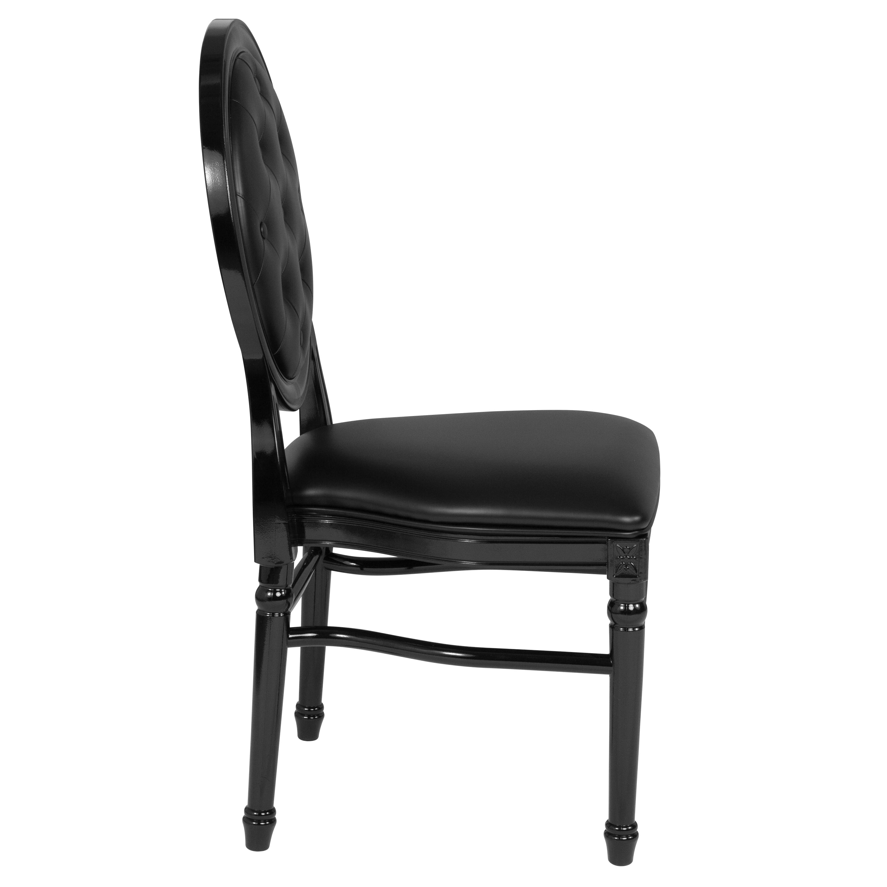 Emma + Oliver King Louis Dining/Desk Chair with Tufted Back, Black Vinyl Seat/Frame