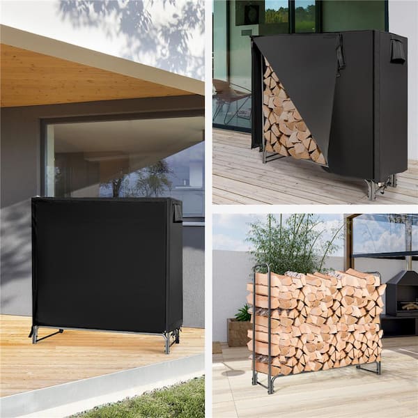 48 in. Heavy-Duty Indoor/Outdoor Firewood Rack with Waterproof Cover