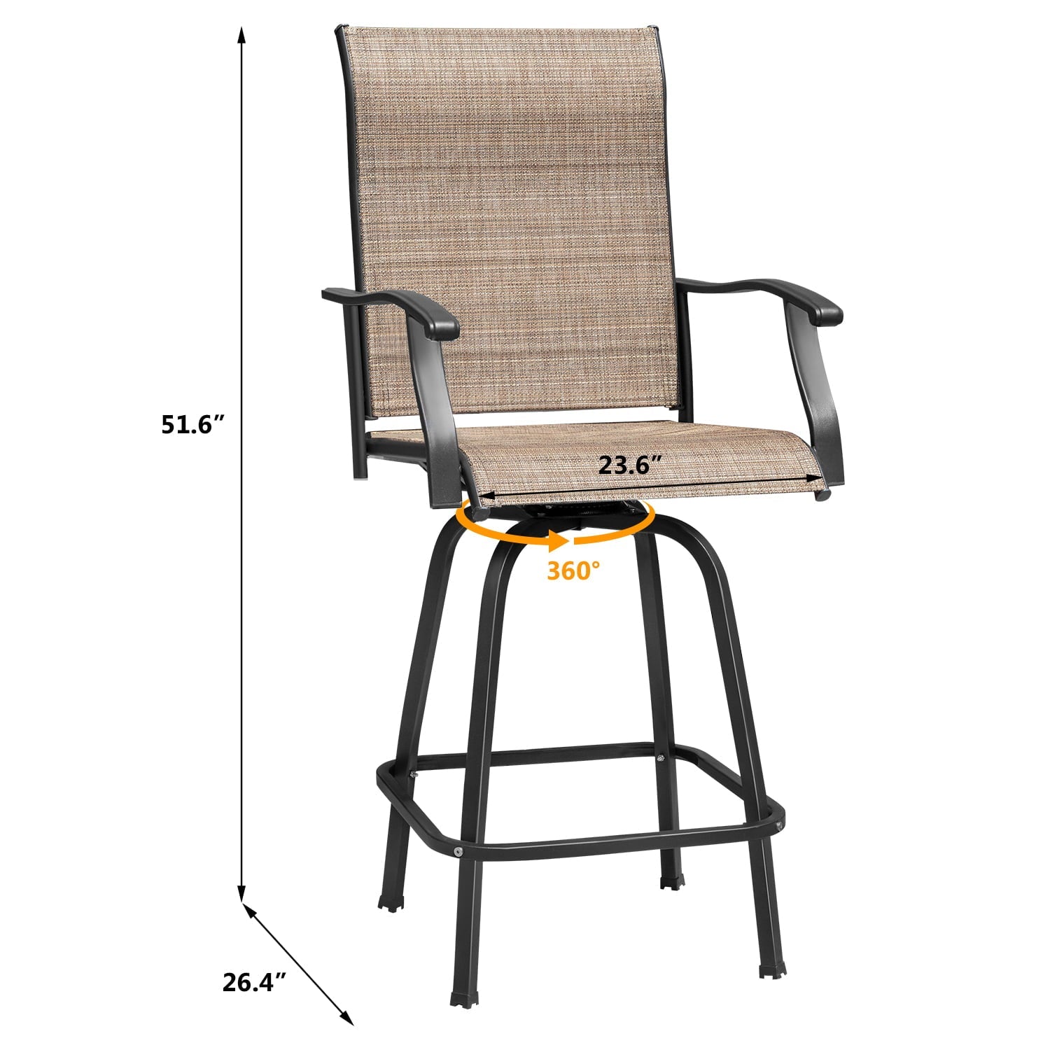 LACOO Patio Bar Height Bistro Chair Set of Two,Tan