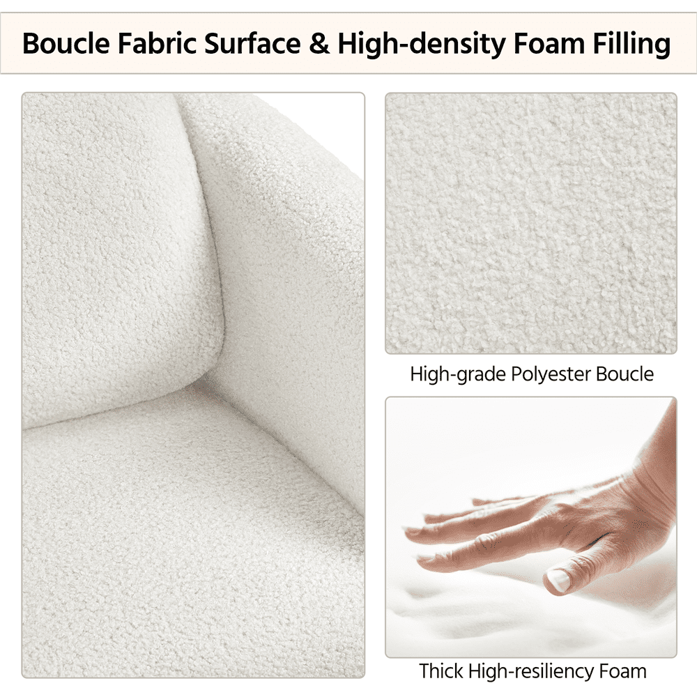 Yaheetech Upholstered Boucle Barrel Accent with Adjustable Headrest,White