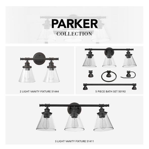 Parker 3-Light Oil Rubbed Bronze Vanity Light with Clear Glass Shades
