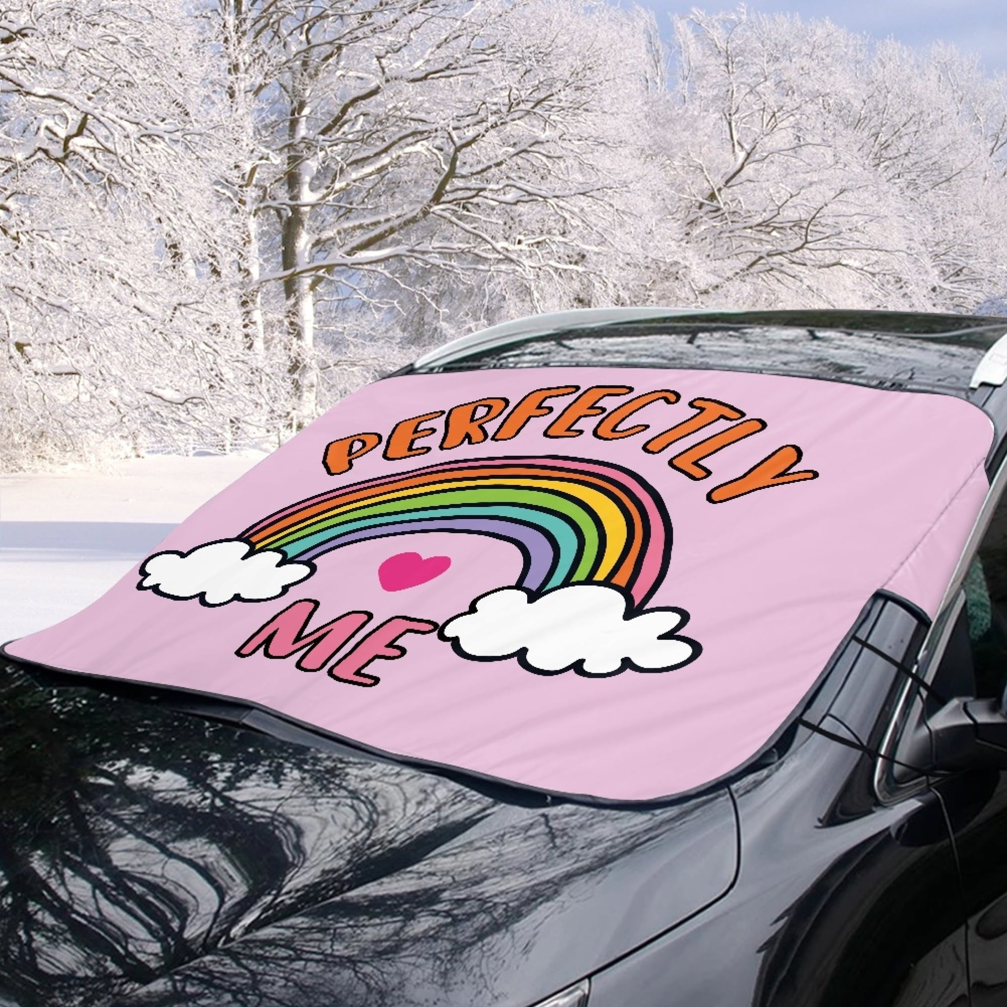 JINMUZAO Rainbow Windshield Snow Ice Cover, Protects Windshield and Wipers from Weatherproof, Rain, Sun, Frost, Vehicles, Cars Trucks Vans and SUVs,55.9