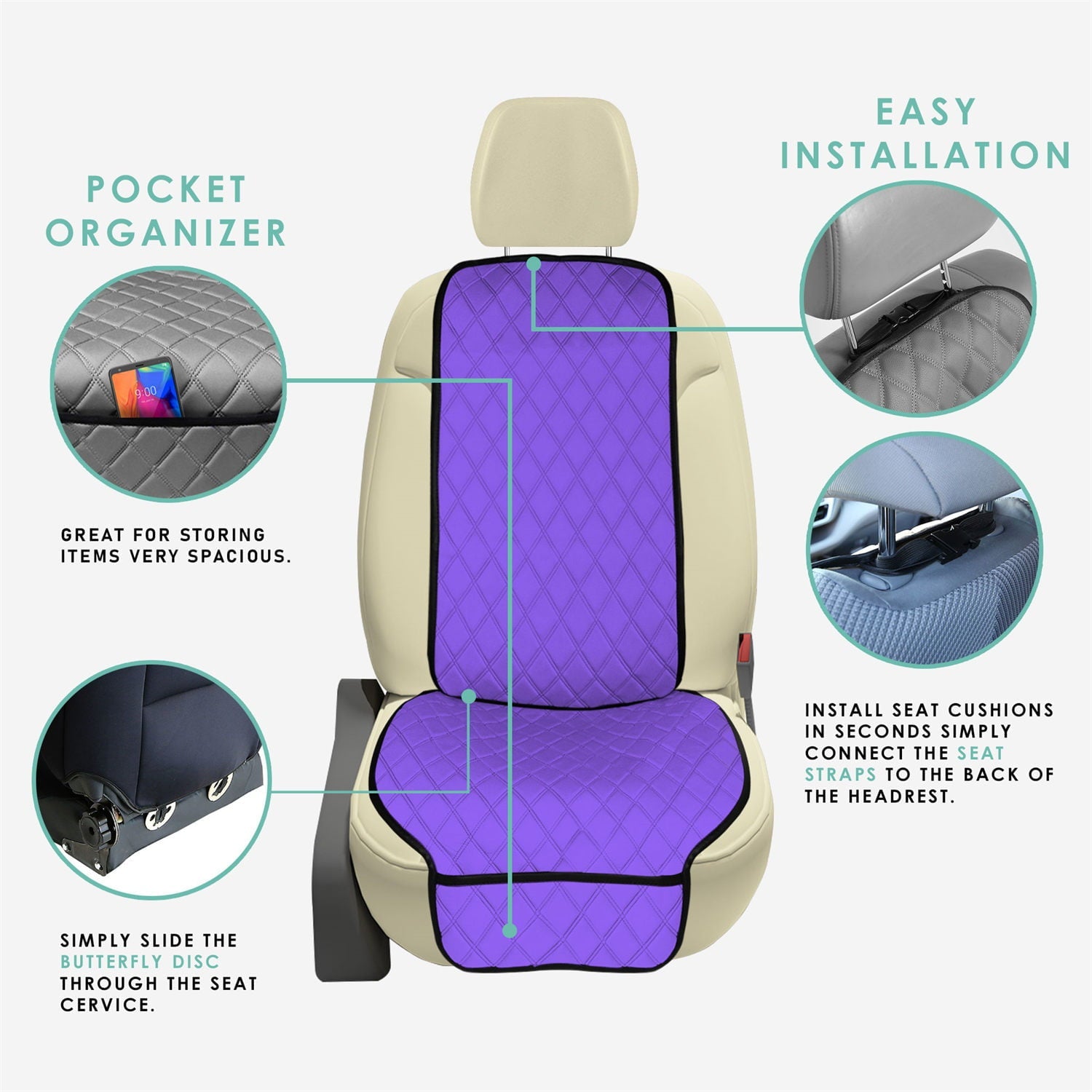 FH Group AFFH1016PURPLE  Universal Purple Neosupreme Car Cushion Seat Covers with Air Freshener