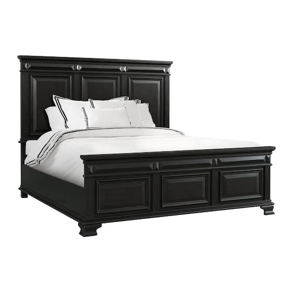 Trent Antique Black King Panel Bed