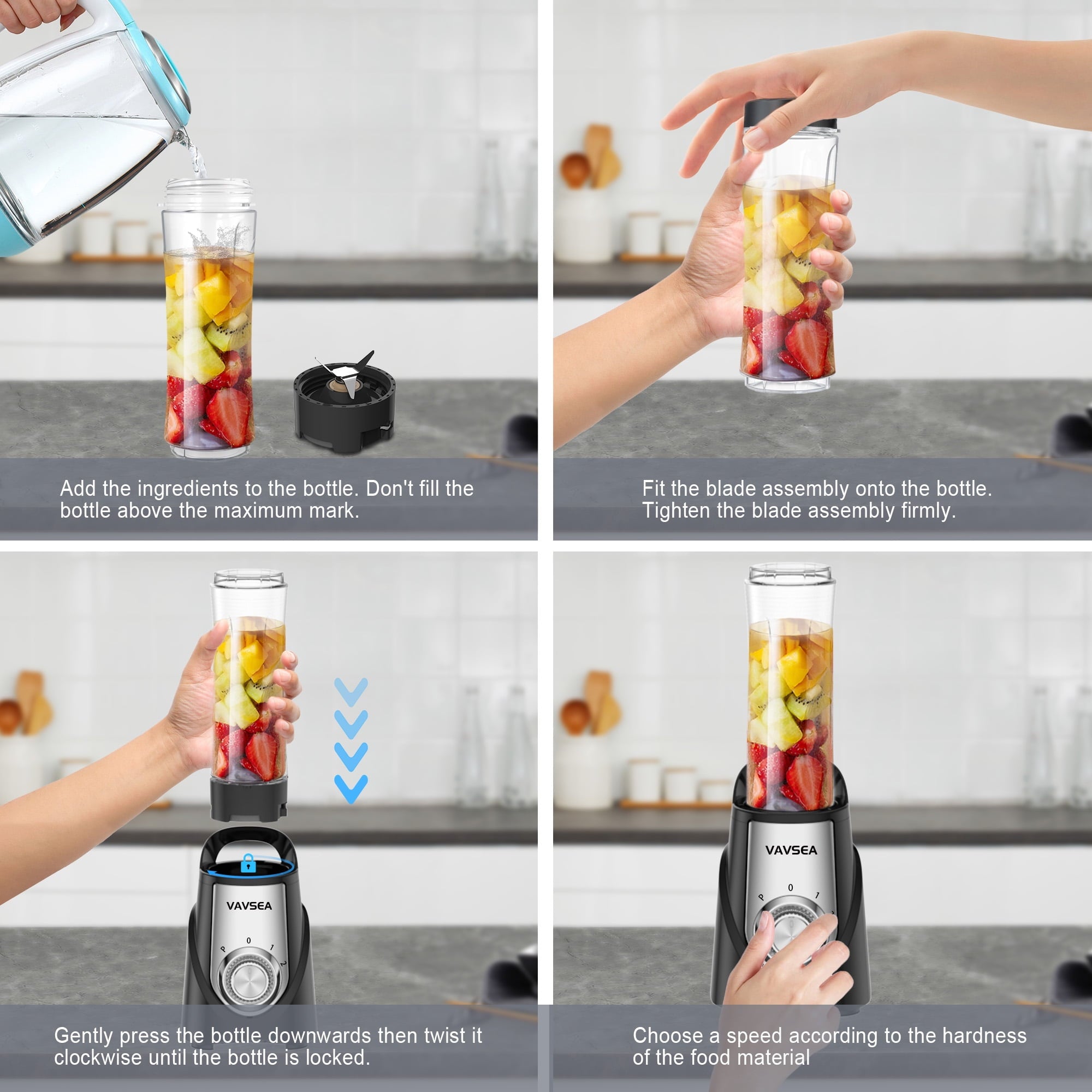 VAVSEA 1000W Smoothie Bullet Blender for Shakes and Smoothies, 3 IN1 Kitchen Personal Blenders and Grinder Combo for Protein Drinks, BPA-Free, 2 Speeds & Pulse