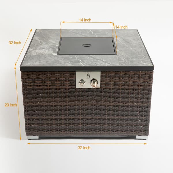 Endless Summer, Outdoor Square Propane Fire Pit Table with Ceramic Tabletop, 50000 BTU