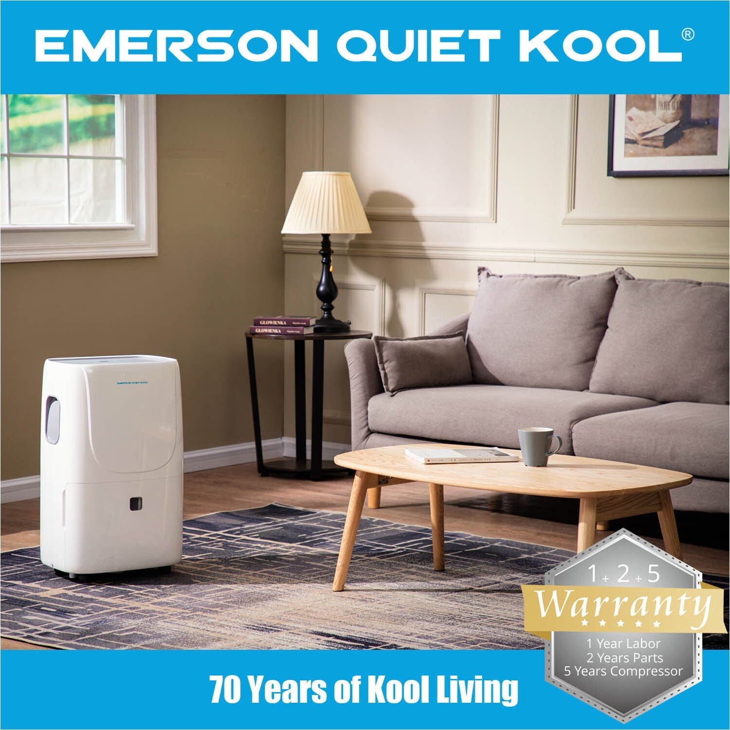 Emerson Quiet Kool 20 Pint Smart Dehumidifier in White with Wi-Fi, Voice Control