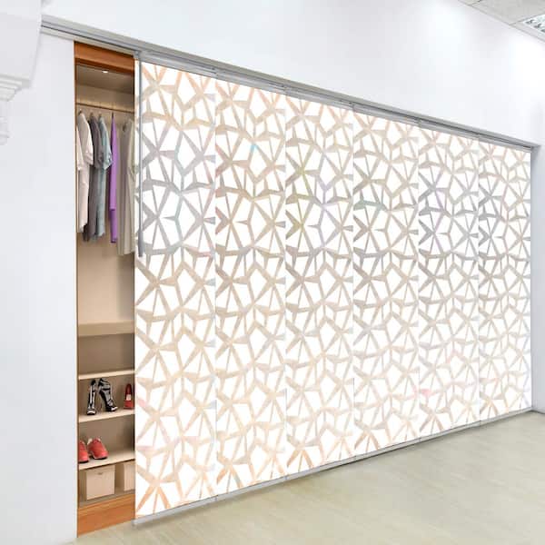 Snowdrops Adjustable Sliding Single Rail Panel Track with 23.5 in. Slates, Extendable 98 in. to 130 in. W x 94 in. L