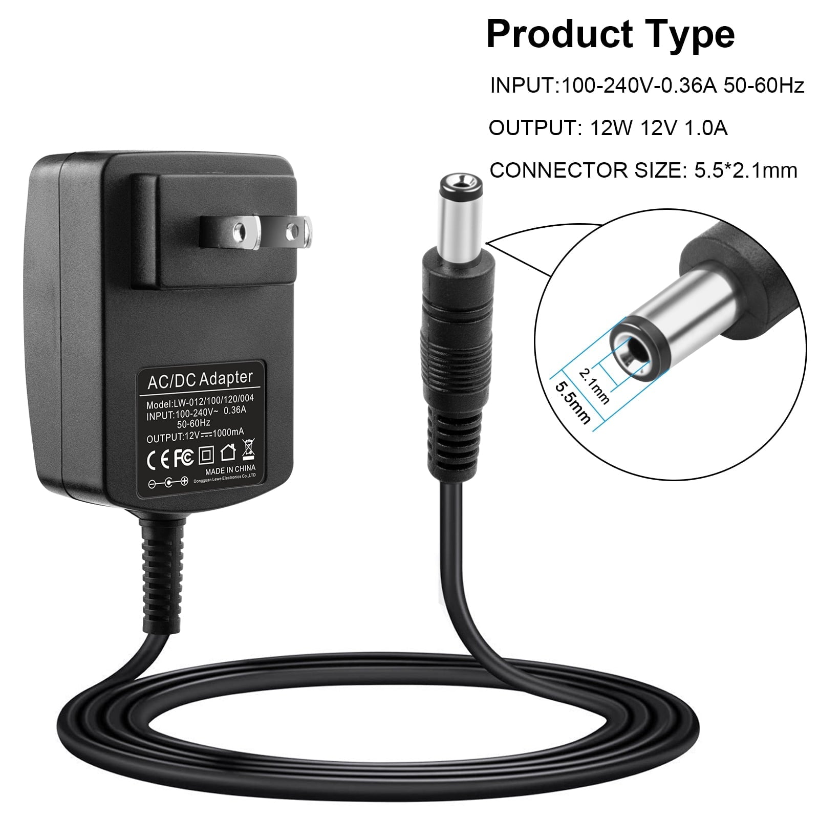 12V Charger for Razor Power Core 90 Electric Scooter Power Supply for Razor E90 E95 95,ePunk, XLR8R, Electric Scream Machine, Kids Ride On Toys Power Cord