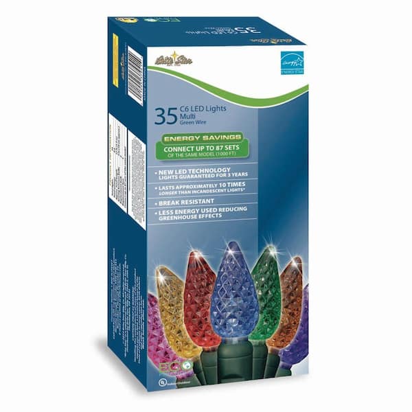 35-Light Multi-colored Faceted C6 LED Light Set (Set of 2)