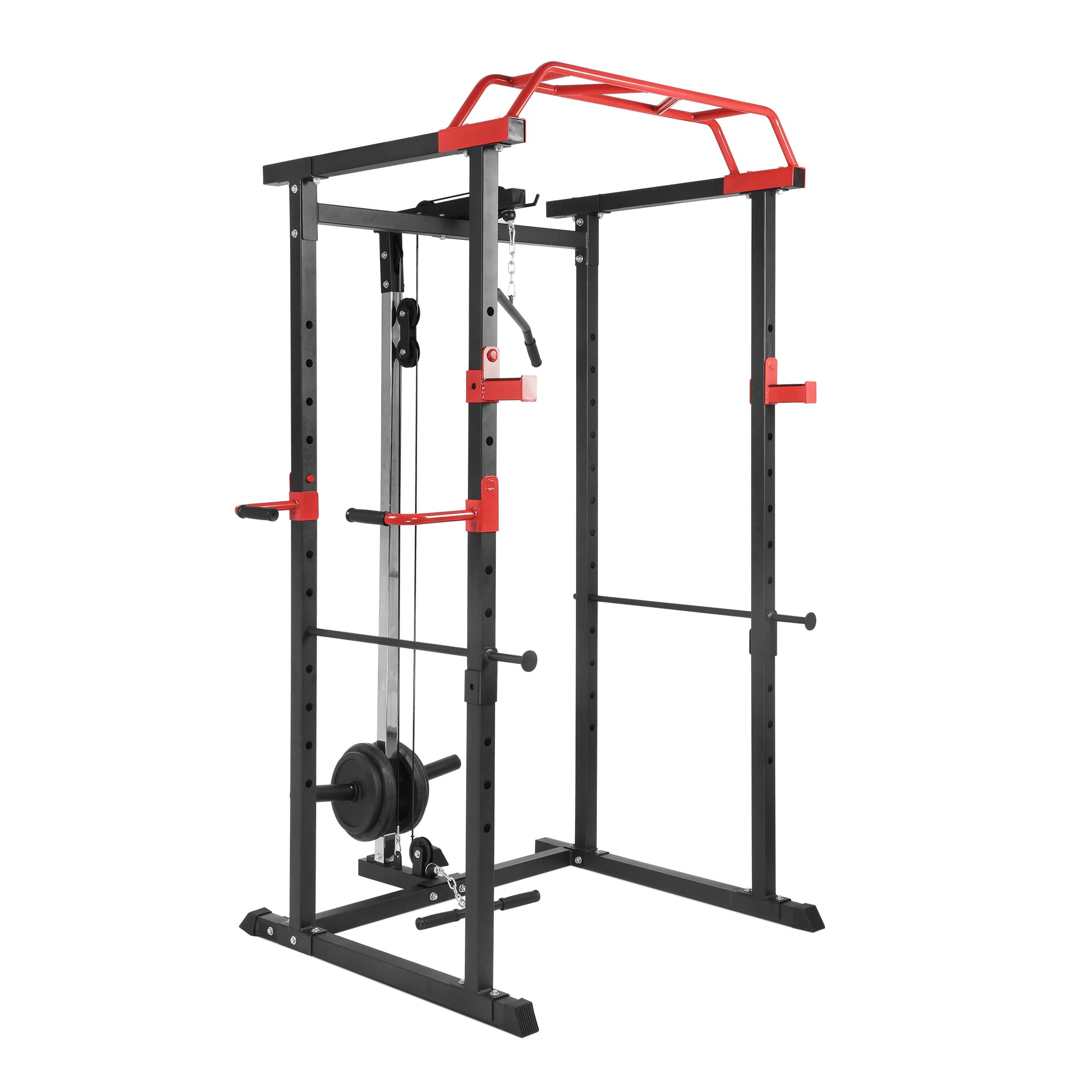 Power Cage with Lat Pulldown System Multi-functional Home Gym Squat Rack with Pull Up Bar,1000LBS Capacity