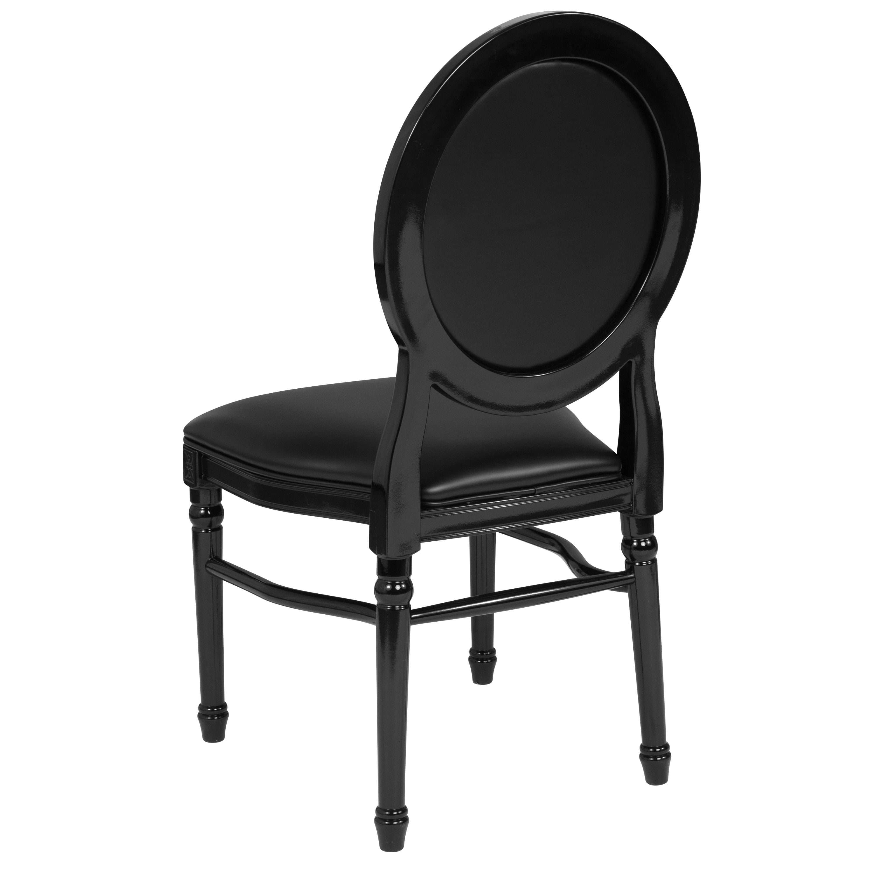Emma + Oliver King Louis Dining/Desk Chair with Tufted Back, Black Vinyl Seat/Frame