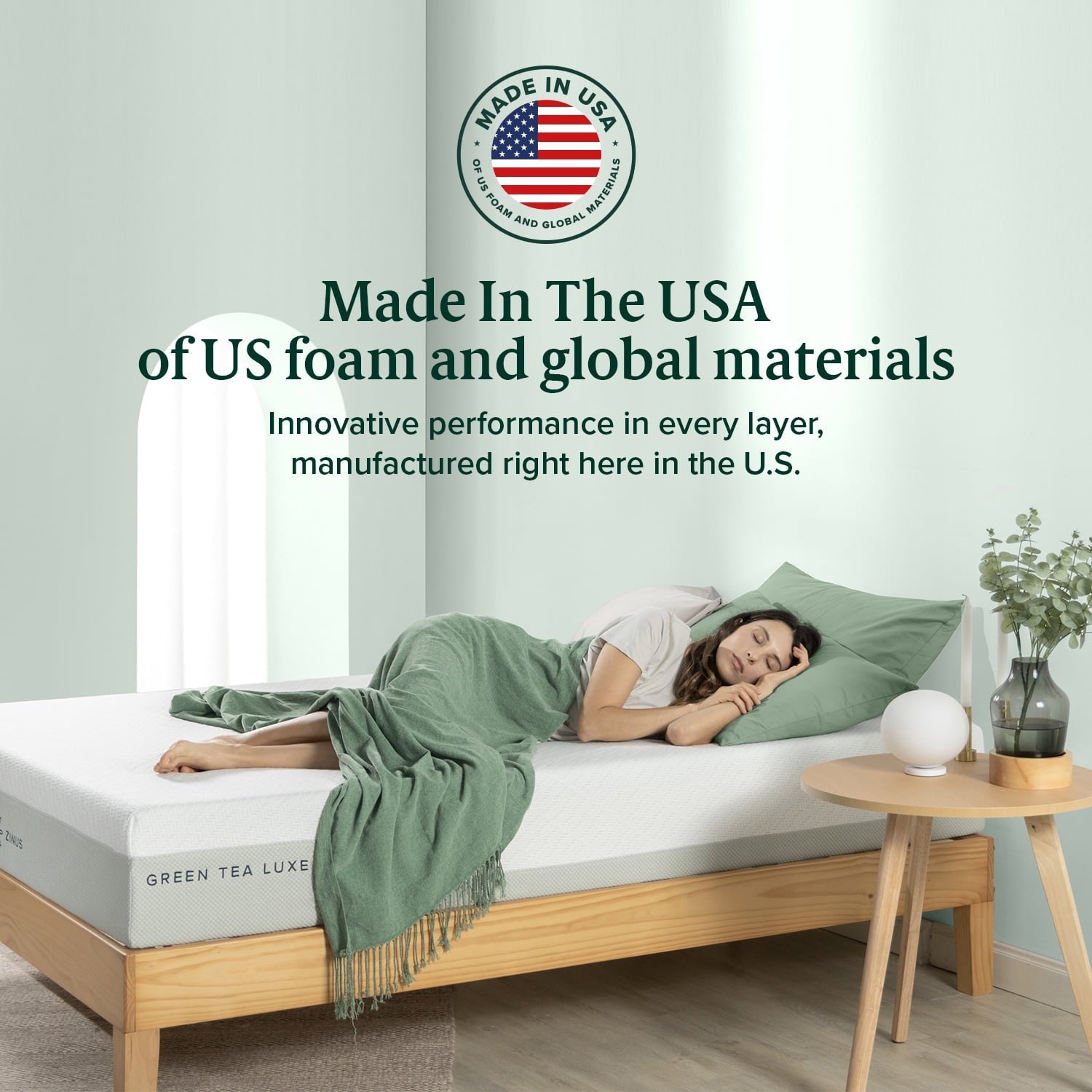 12¡± Green Tea Luxe Memory Foam Mattress, Made in the USA of US Foam and Global Materials, Queen