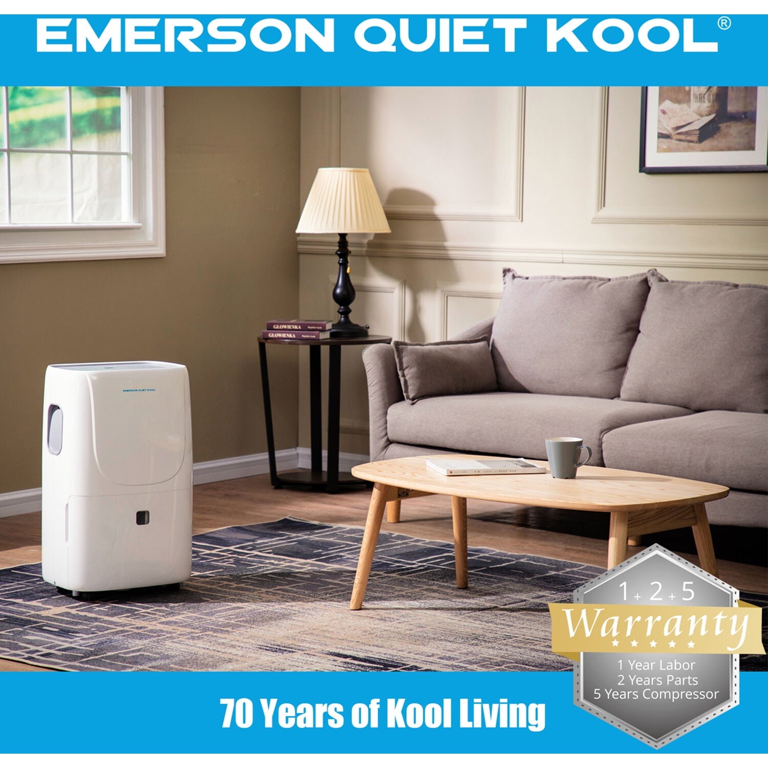 Emerson Quiet Kool 20 Pint Smart Dehumidifier in White with Wi-Fi, Voice Control
