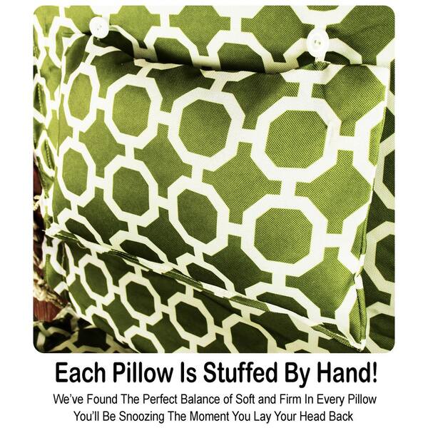 2.5 ft. Hammock Chair with Wooden Armrests in Green with White Rings