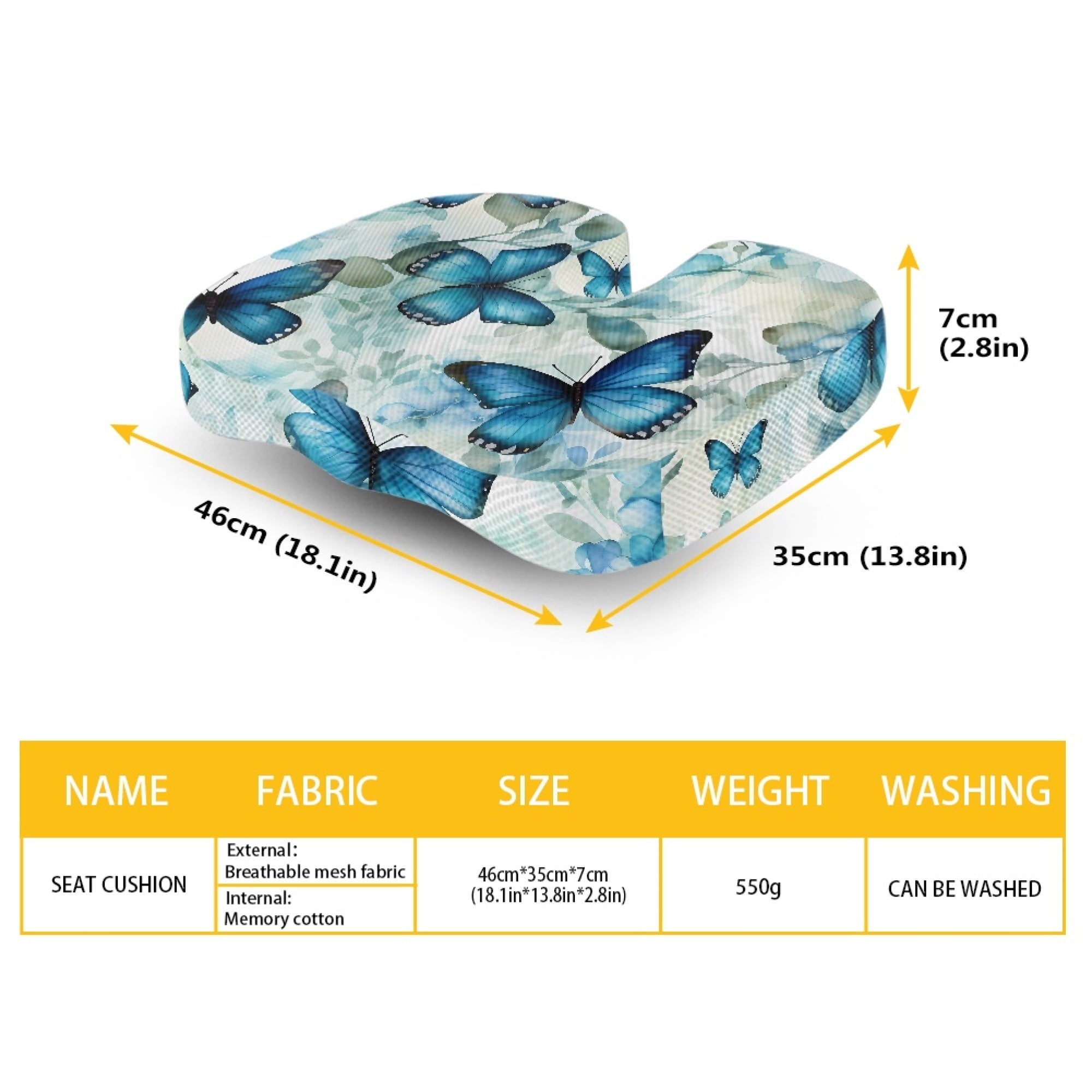 Nyznia Butterfly Cushion U-shaped Memory Foam Butt Pillow for Sciatica Pain Relief