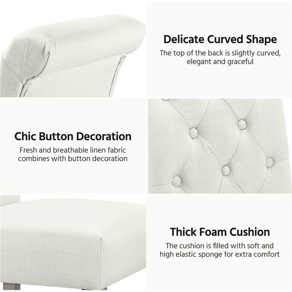 SMILE MART 6pcs Padded Parsons Fabric Upholstered Dining Chairs, Beige