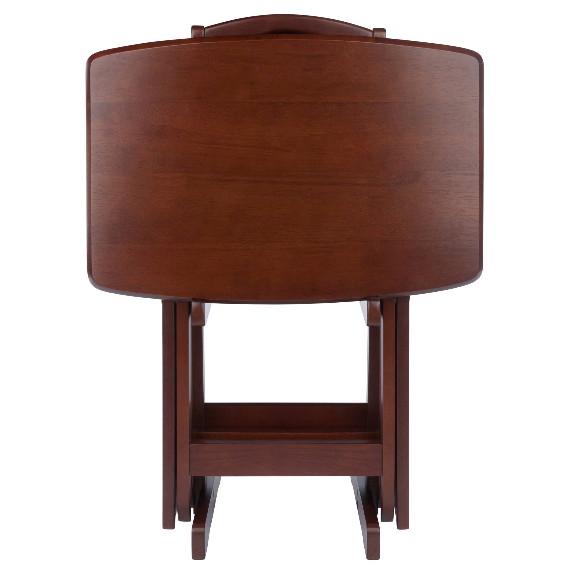 Contemporary Home Living Set of 4 Rich Walnut Oversize Folding Snack Table 25.5