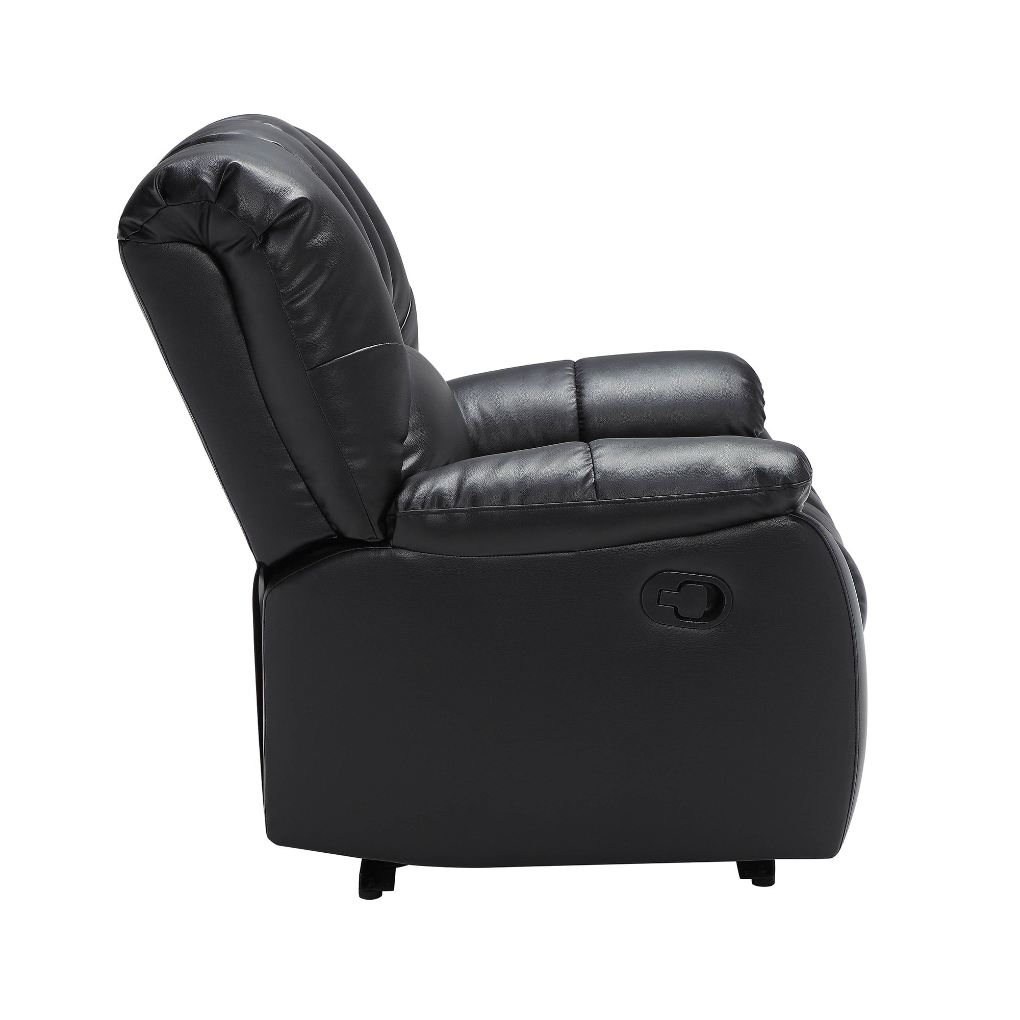 Mainstays Recliner, Full-Reclining, Black Faux Leather Upholstery