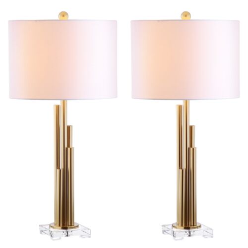 SAFAVIEH Lighting 32-inch Hopper LED Table Lamp (Set of 2) - Gold 16"x16"x32"