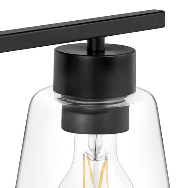 Abbedale 23.38 in. 3-Light Black Bathroom Vanity Light Fixture with Clear Glass Shades