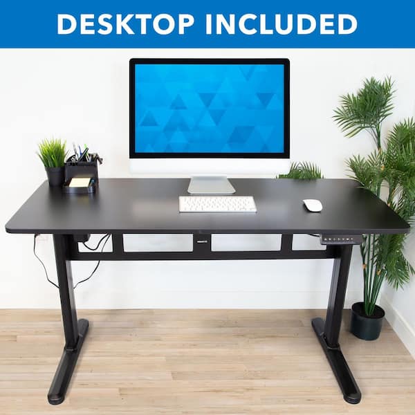 Black Electric Standing Desk with Memory Control Panel 55.1 in. x 23.6 in.