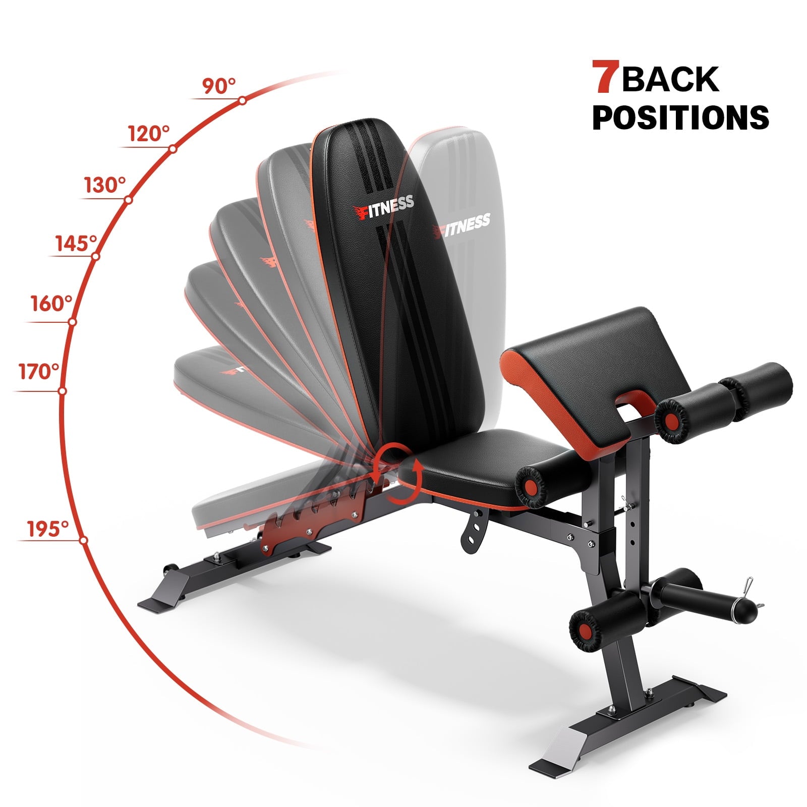 GIKPAL 7 Positions Adjustable Weight Bench,Foldable Workout Olympic Weight Bench Press for Full Body Strength Training,Incline, Flat, Decline,Maximum Weight 800 Lbs.